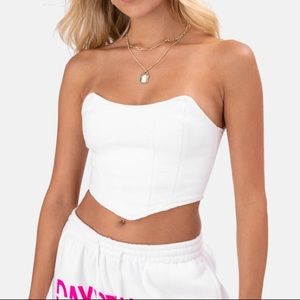 White denim corset style top